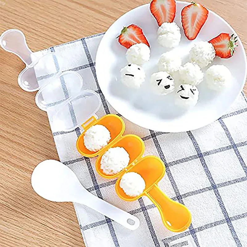 

2Pcs/Set Rice Ball Molds Shaker Sushi Roll Maker with Rice Paddle Kitchen Tools Rice Baller Shakers for Kids DIY Lunch Mould