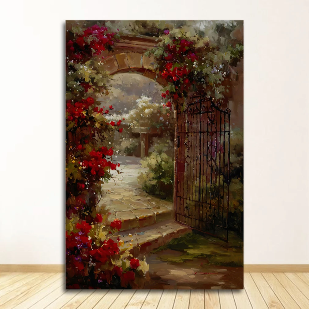 Настенная Картина на холсте для гостиной, Декор, Постер и принты, абстрактная живопись маслом на тему Средиземноморского моря, сада