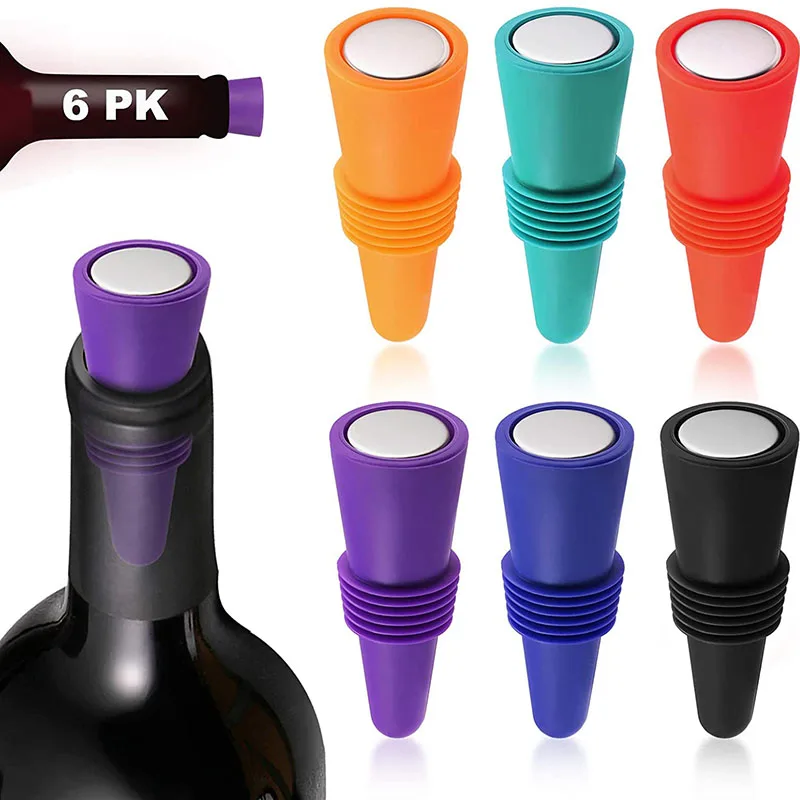 

Silicone Wine Bottle Stopper Set Leak Proof Beer Champagne Cap Closer Whisky Accessories Wine Cork Plugs Lids Kitchen Bars Tools