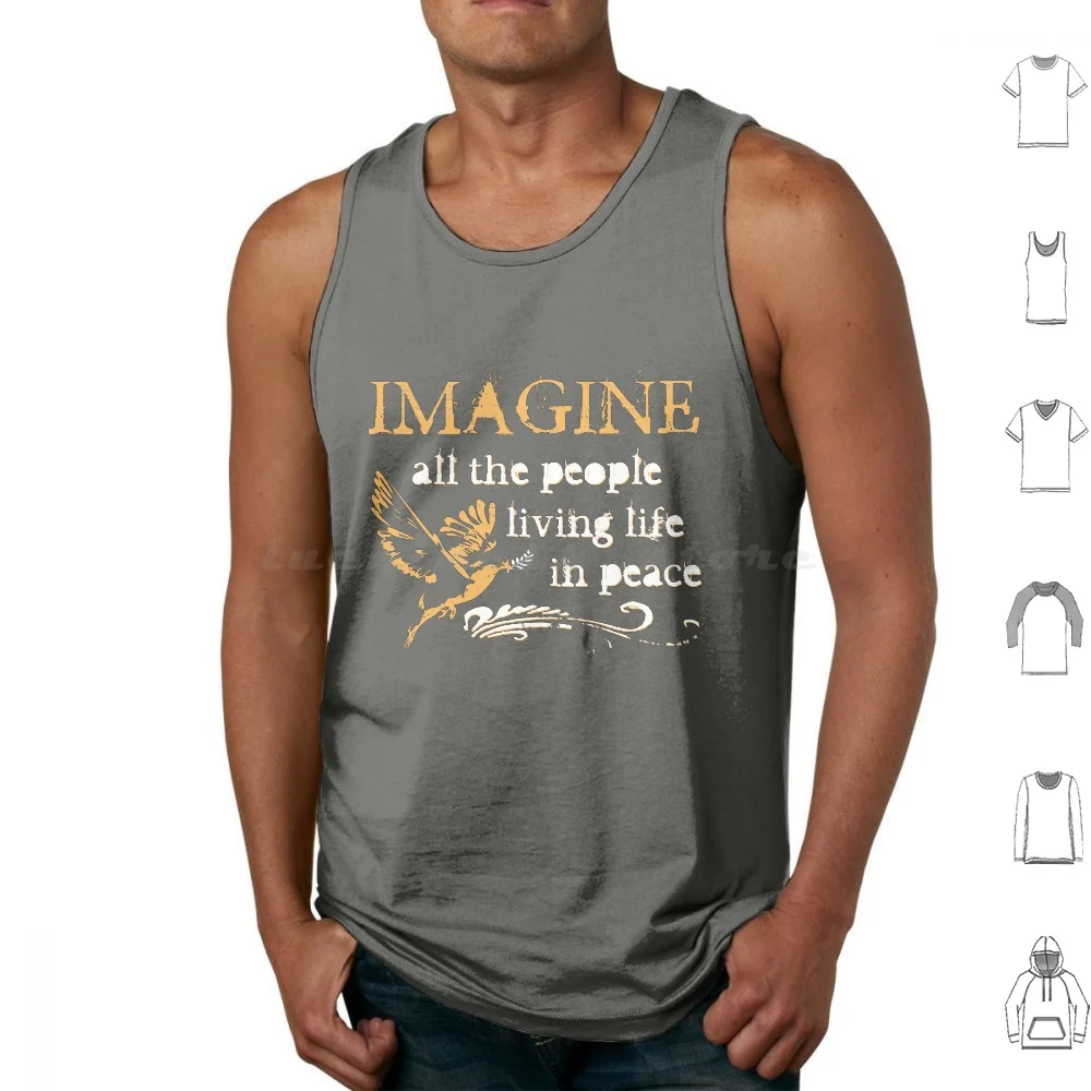

Imagine Tank Tops Print Cotton People Peace Lyrics 60s 1960s The Ukraine