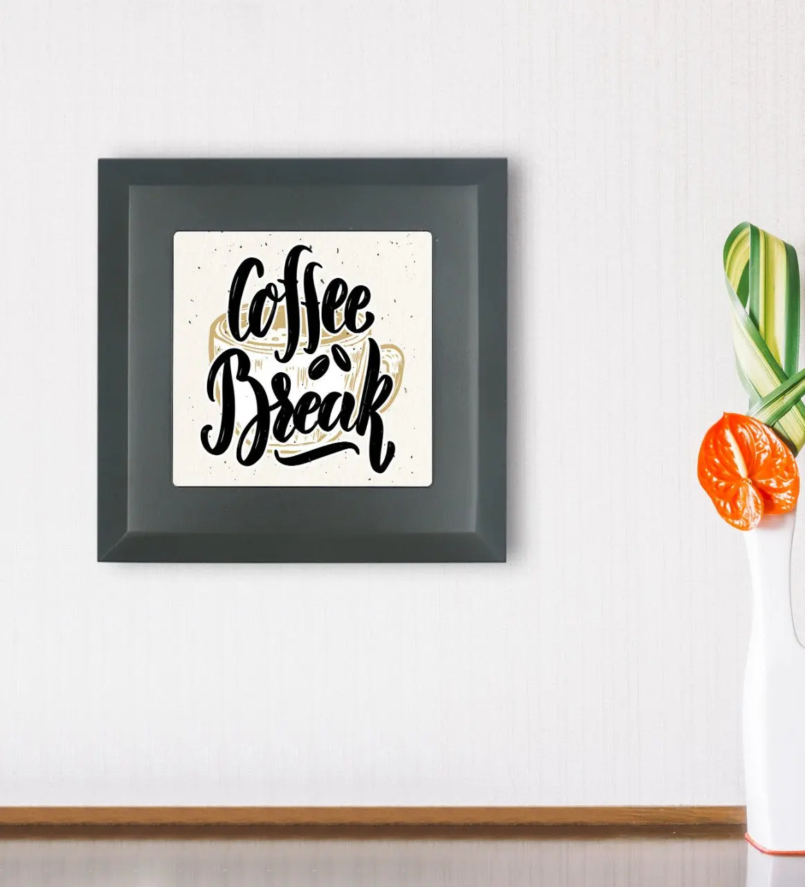 

BK Gift Coffee Break Design Wood Framed Stone Wall Dekoru-1