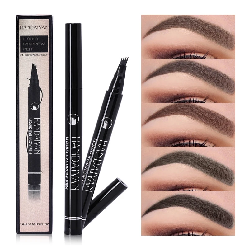 

Eyebrow Tattoo Pen Waterproof 4 Head Fork Eye Tint Brow Makeup Pencil Waterproof Long Lasting Natural Brown Eyebrow Cosmetic
