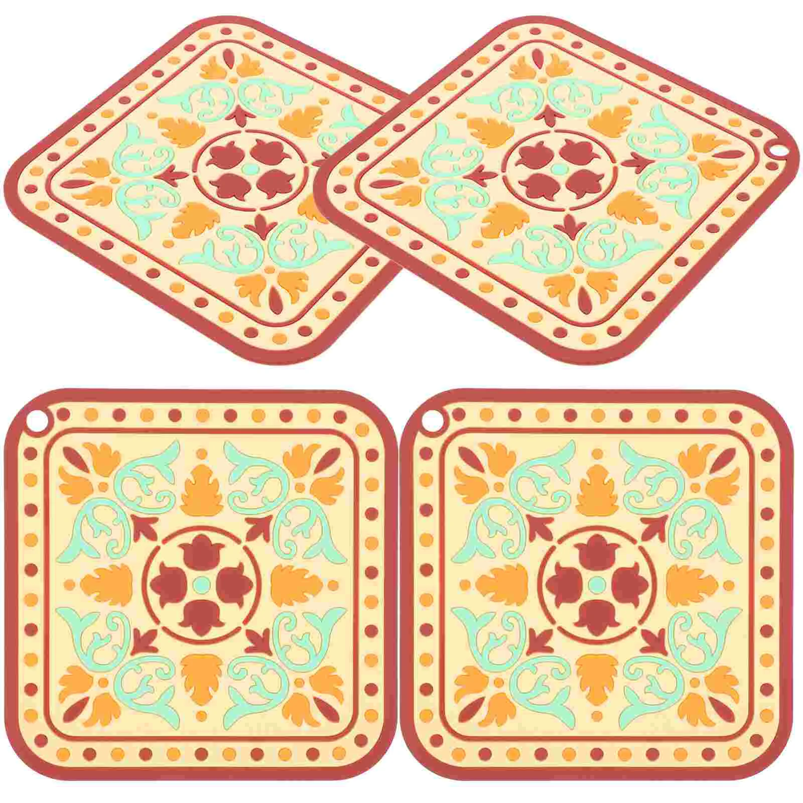 

Placemats Table Mats Pvc Decorative Floral Resistant Heat Dinner Dish Dining Placemat Vinyl Coasters Mandala Square Wipeable