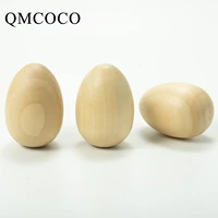 easter natural color wooden eggs shape kids toys diy creative painted graffiti popular home decoration jewelry accessories