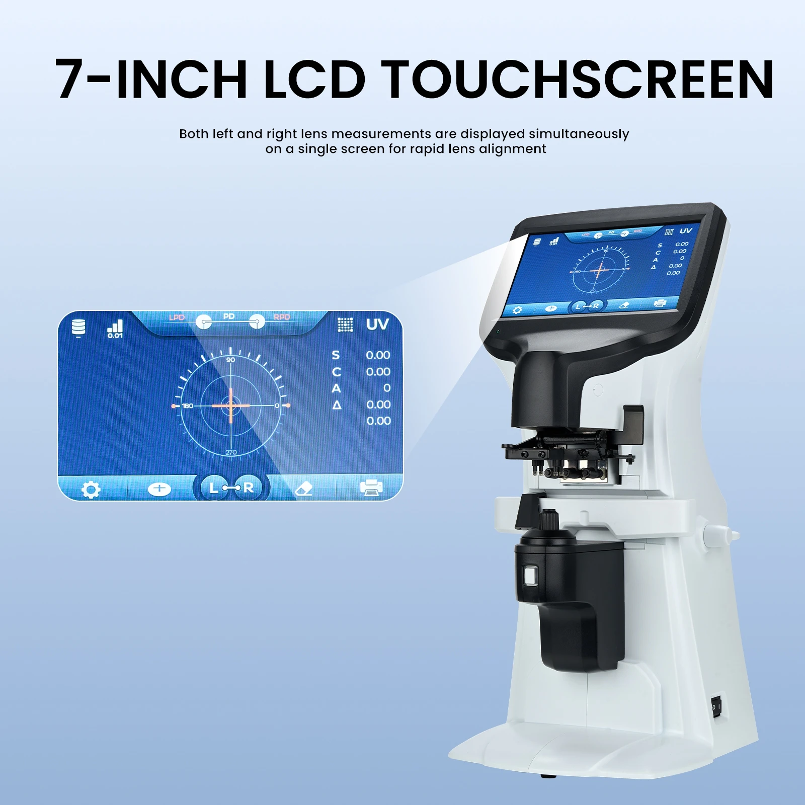 Автоматический линзметр Nova JD-2600D с 7-дюймовым сенсорным экраном, оптический прибор для измерения линз (art.: 3920da068c4bb) - 3920da068c4bb
