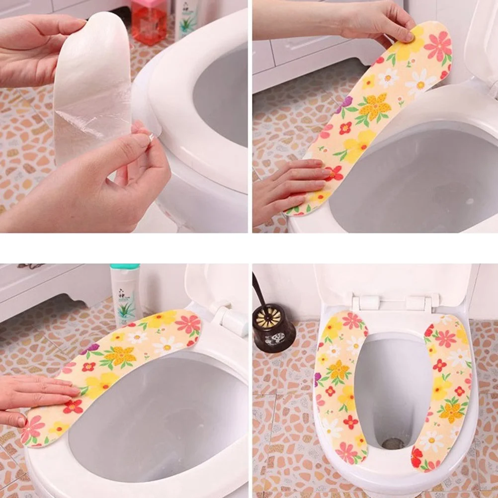 

5 Pair Portable Toilet Cover Toilet Cover Warmer Toilet Covers for Bathroom Toilet Cushion Pads Sticky Toilet Cover