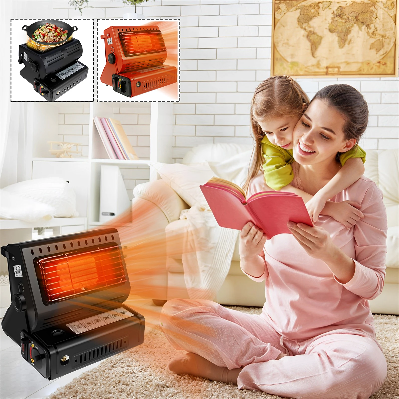 

NEW Camping Heater with Handle 1.3kw Dual Purpose Portable Gas Heater Rotatable Butane Gas Heater Heat Resistant Ceramic Gas