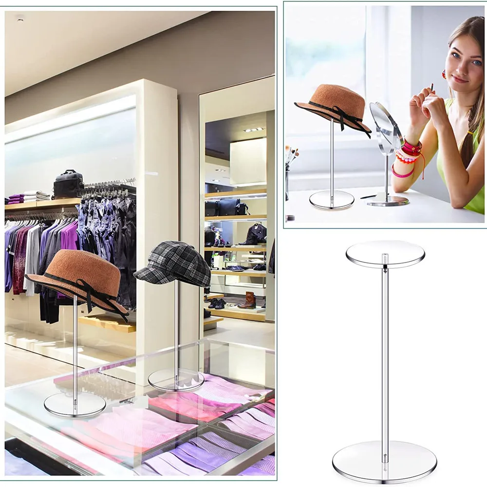 

Multipurpose Acrylic Hat Stand and Wig Holder Rack Decorative Hat Display Stand with Round Base