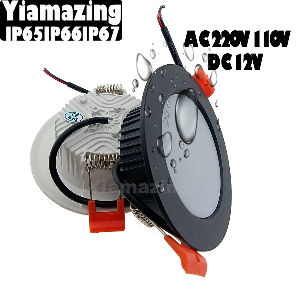 

DC12V AC 220V 110V IP65 LED Downlight Outdoor Waterproof 5W 7W 9W 12W 15W 18W Recessed Ceiling Lamp Kitchen Bathroom Spot Light