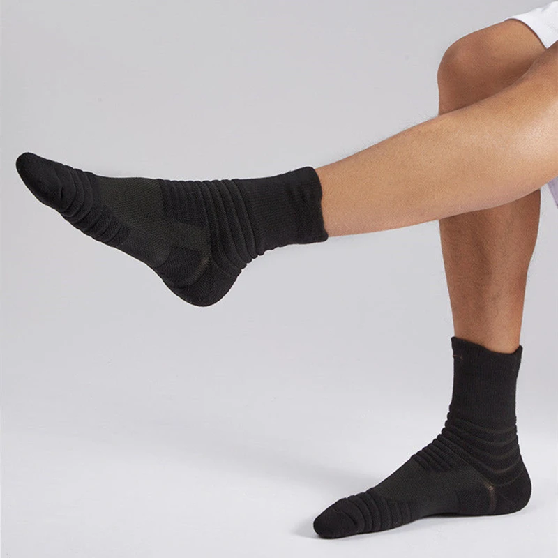 3 pairs Summer sports men's socks solid color mesh breathable running  basketball socks breathable sweat-absorbent sports socks