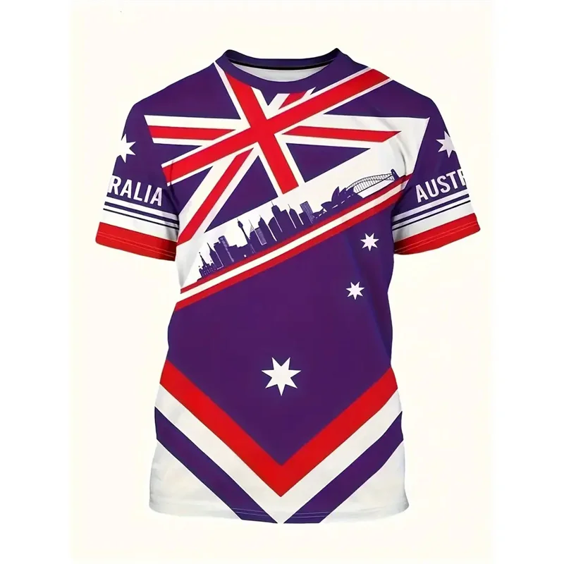 Australia National Flag T-shirt For Men's Clothing 3d Printed Landmark Building T Shirts Kangaroo Koala Animal O-neck Tees Tops