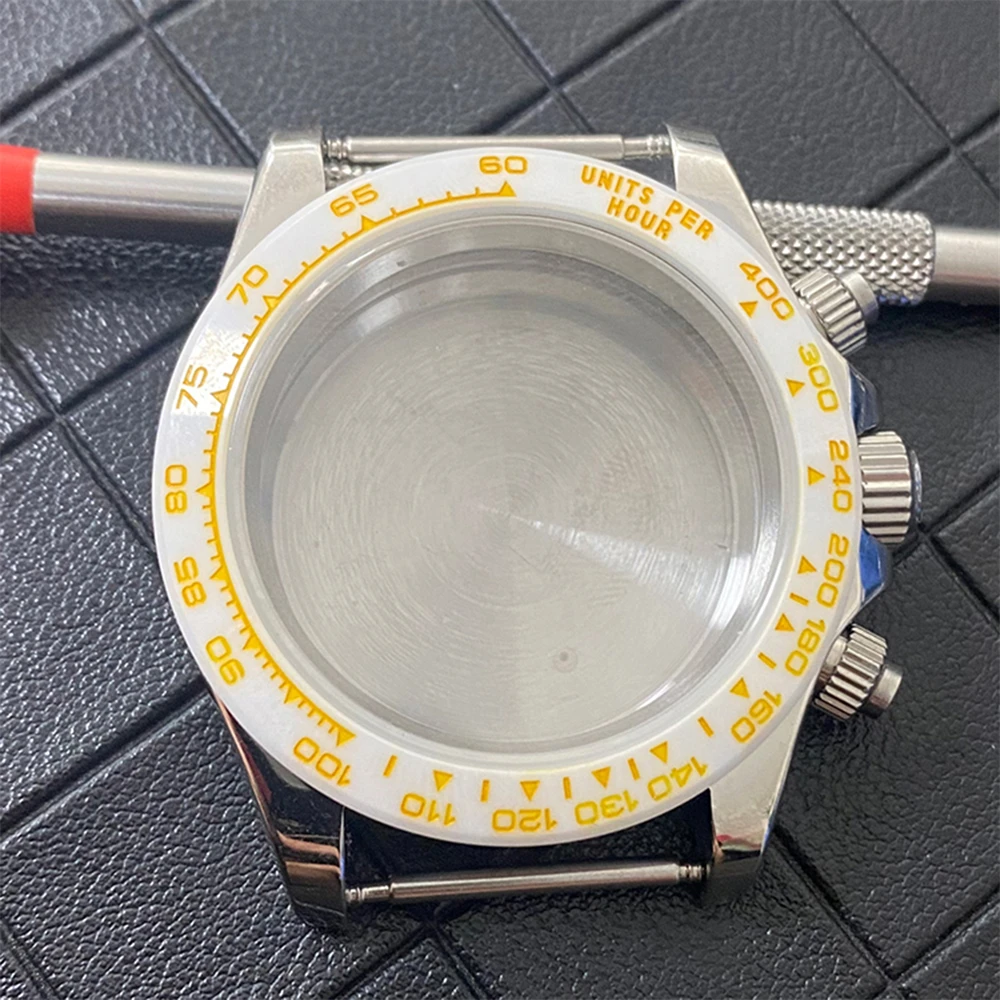 Stainless Steel Ceramic Bezel Gold Black Color Watch Case Watch Strap Modification Accessories for VK63 Movement