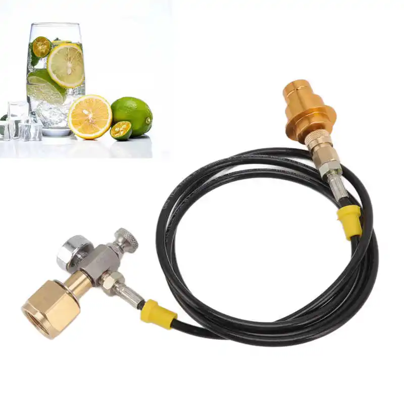 

Soda Maker Machine Adapter Hose Kit 1.5m Black Hose with Gold Male Adapter Pressure Gauge W21.8 14 for for Terra for Art