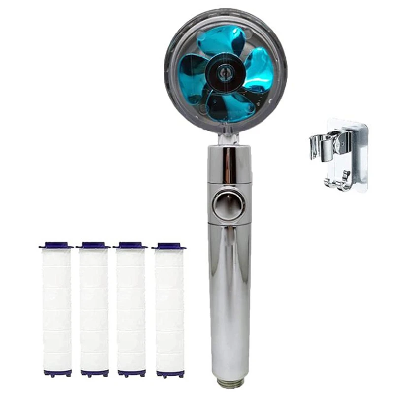

Propeller Driven Handheld Shower Head Kits Turbo Charged Spinning Shower Head 360° Rotating Fan Shower Heads With Filter