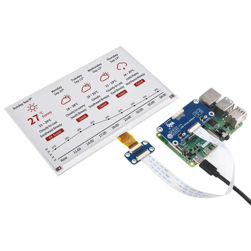 Waveshare 800×480, красныйчерныйбелый, SPI, 7,5-дюймовый дисплей E-Paper E-Ink HAT (B) для Raspberry Pi (art.: 3920ccfbf5372) - 3920ccfbf5372