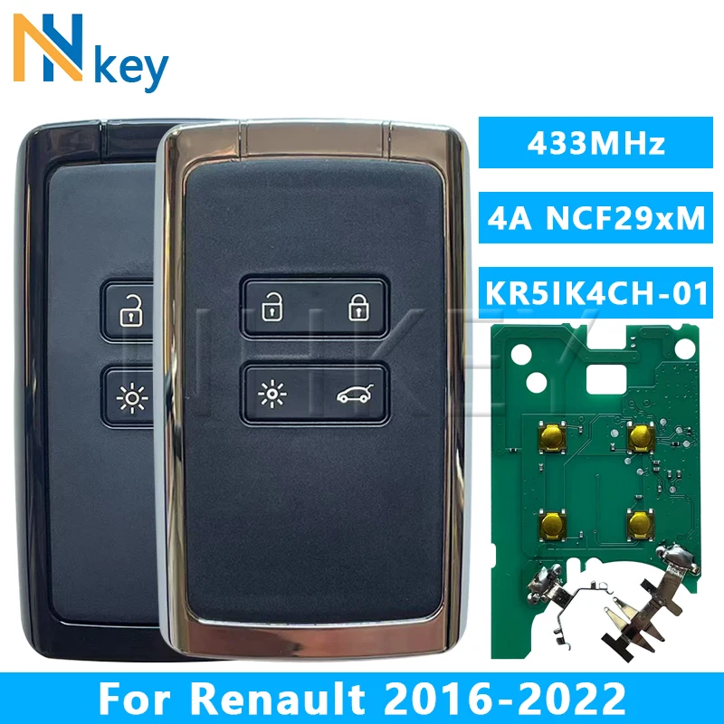 Фото NHKEY для Renault Kadjar Clio5 Zoe2 Koleos Captur Scenic Megane 2016-2022 4A NCF29xM чип 433 МГц автомобильный дистанционный ключ KR5IK4CH-01 №1