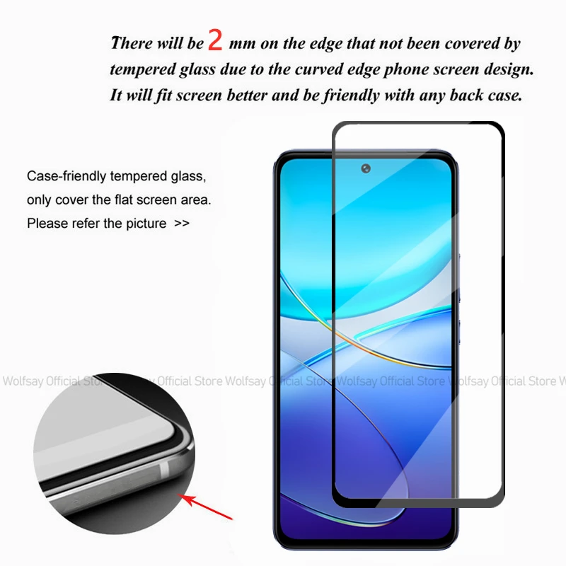 Закаленное стекло для Vivo V40 SE 2/4 шт. Защитная пленка экрана