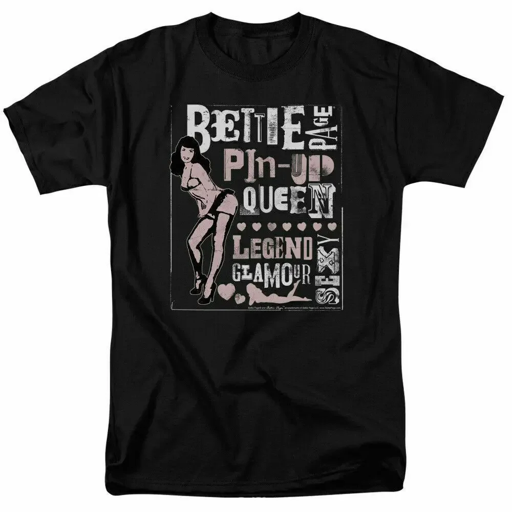 Футболка Bettie Page в стиле панк Лицензированная черная футболка 1950-х годов модель