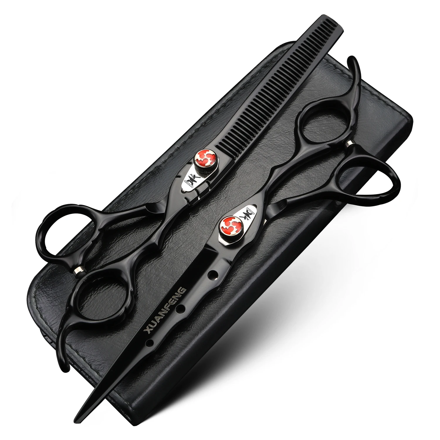 7 0-дюймовые черные ножницы для волос японские резки из стали 440C и филировочные