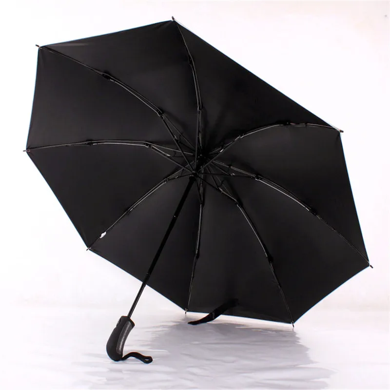 

Hot Fully-Automatic 3 Folding Umbrella Large Strong Windproof Unbreakable Heavy-Duty Travel Outdoor Handle Black Rain Raingear