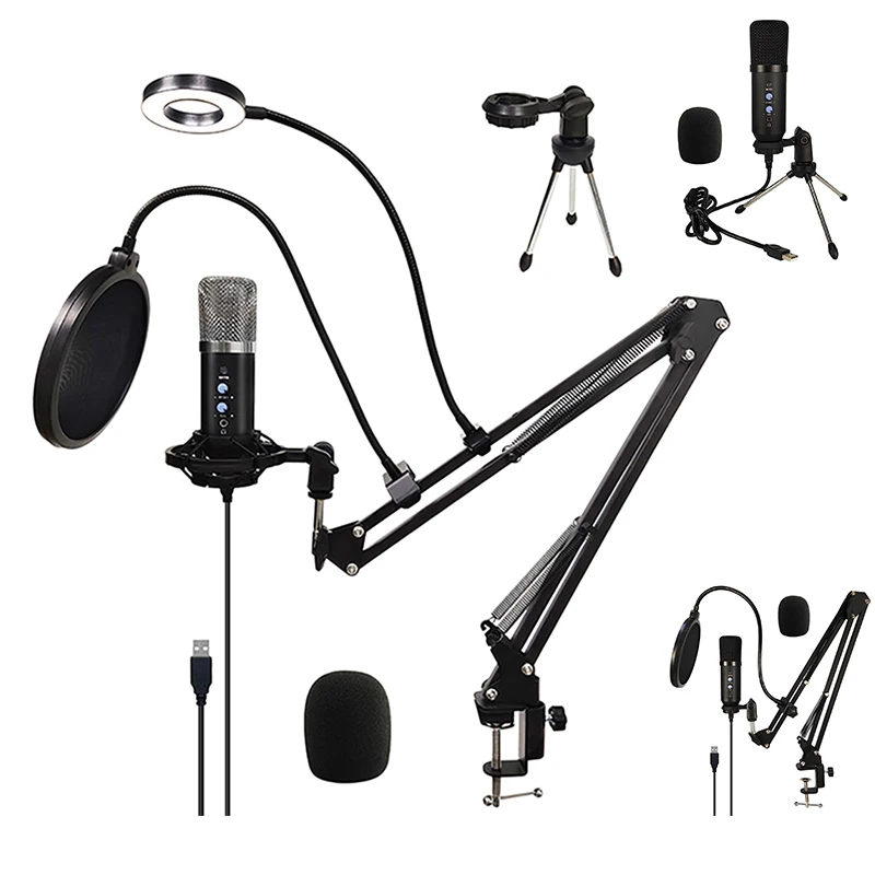 

HTHL-BM700 Condenser Microphone,With Boom Arm USB Microphone For Recording/Podcasting/Gaming Professional Studio Mic