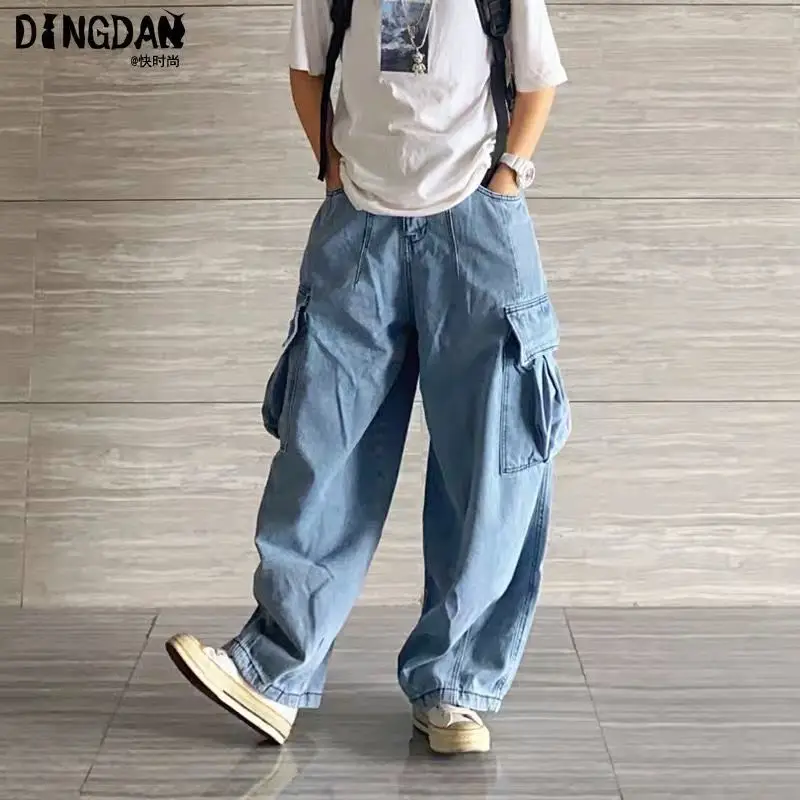 Baggy Jeans Trousers Male Denim Pants Black Wide Leg Pants Men's Jeans Loose Casual Korean Streetwear Hip Hop