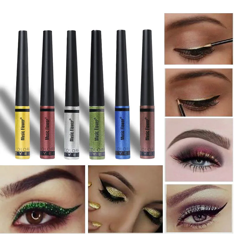 

6 Color Liquid Eyeliner Pen Set Waterproof Long Lasting Matte Colored Eye Liner Cosmetic Quick Dry White Green Liner Makeup