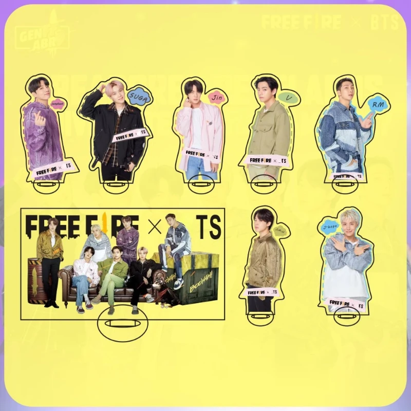 

KPOP Bangtan Boys FREEFLRE TS Acrylic Double Sided Stand Ornament Stop Sign Table Card New Korea Fashion Gifts K-POP JK JIN V RM