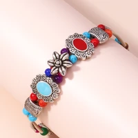 bohemia natural stones flower carved colorful beads charms bracelets bangles for women girls chain bracelets vacation jewelry