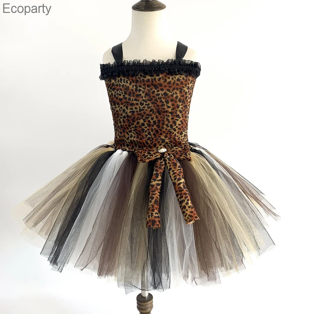 Леопардовое платье-пачка для девочек наряд с изображением животных зоопарка