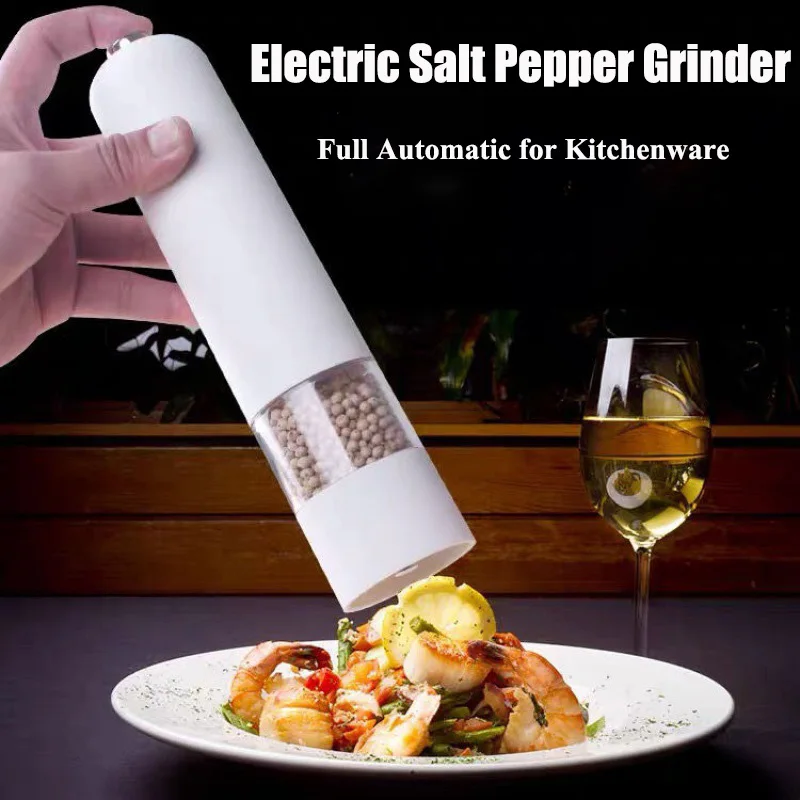 

Automatic Electric Pepper Grinder Battery-operated Salt Shaker Adjustable Coarseness Spice Mill Portable Kitchen Tools for BBQ