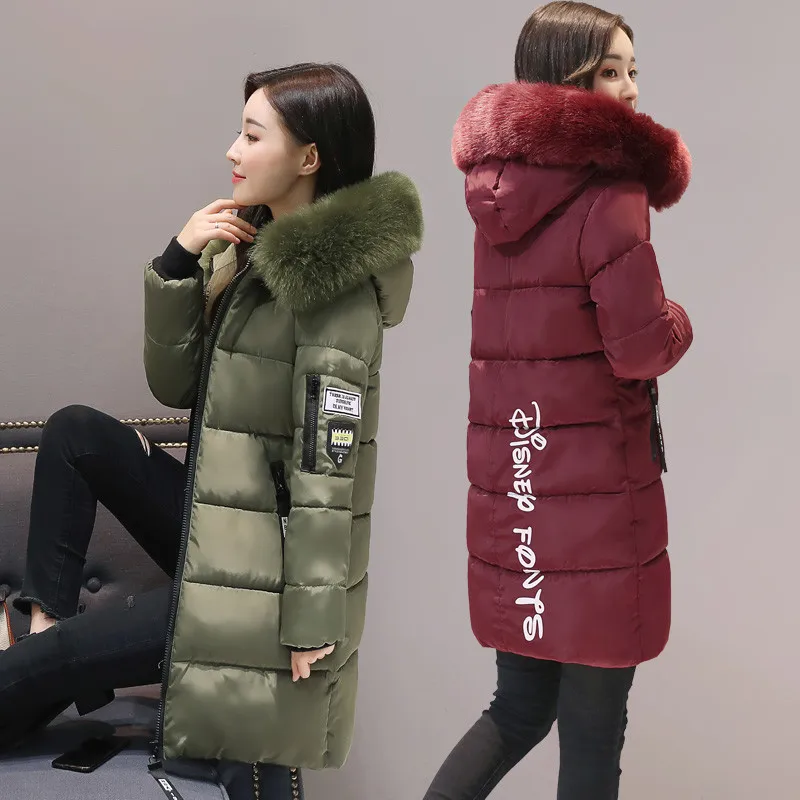 2023 Women Parkas Winter Ladies Casual Long Coats Woman Jackets Winter Women Hooded Fur Collar Cotton Parkas Warm Coat Outwear