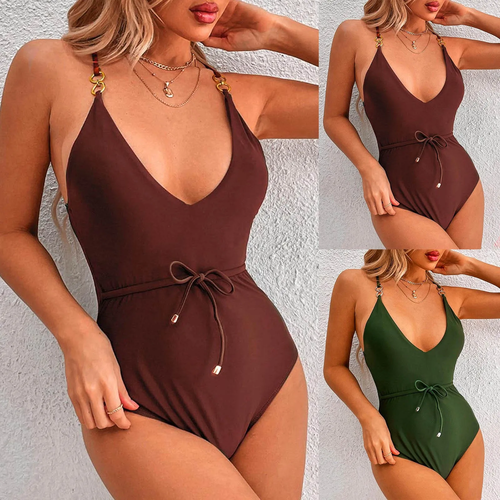 

Новый купальник, сексуальное Европейское и американское бикини, женское однотонное боди для женщин, бикини с открытой спиной и высокой тали...