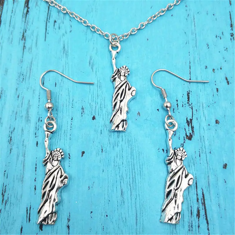 

Statue of Liberty Vintage Earring Necklace Sets Jewelry Set ,Fashion Women Birthday Girl Gifts