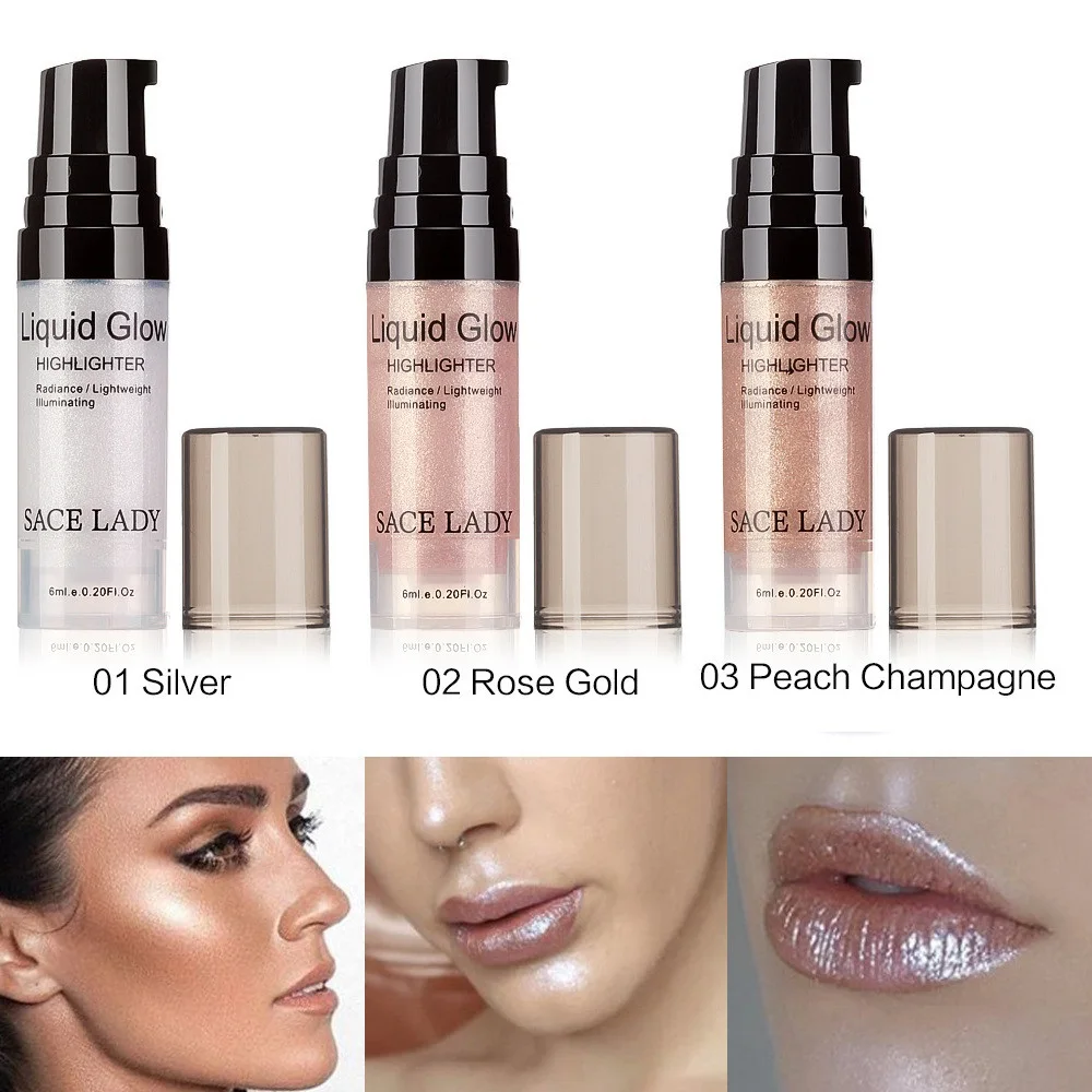 

6ML Face Highlighter Liquid Cream Illuminator Makeup Shimmer Glow Set Make Up Facial Brighten Shine Cosmetic Maquiagem Raben