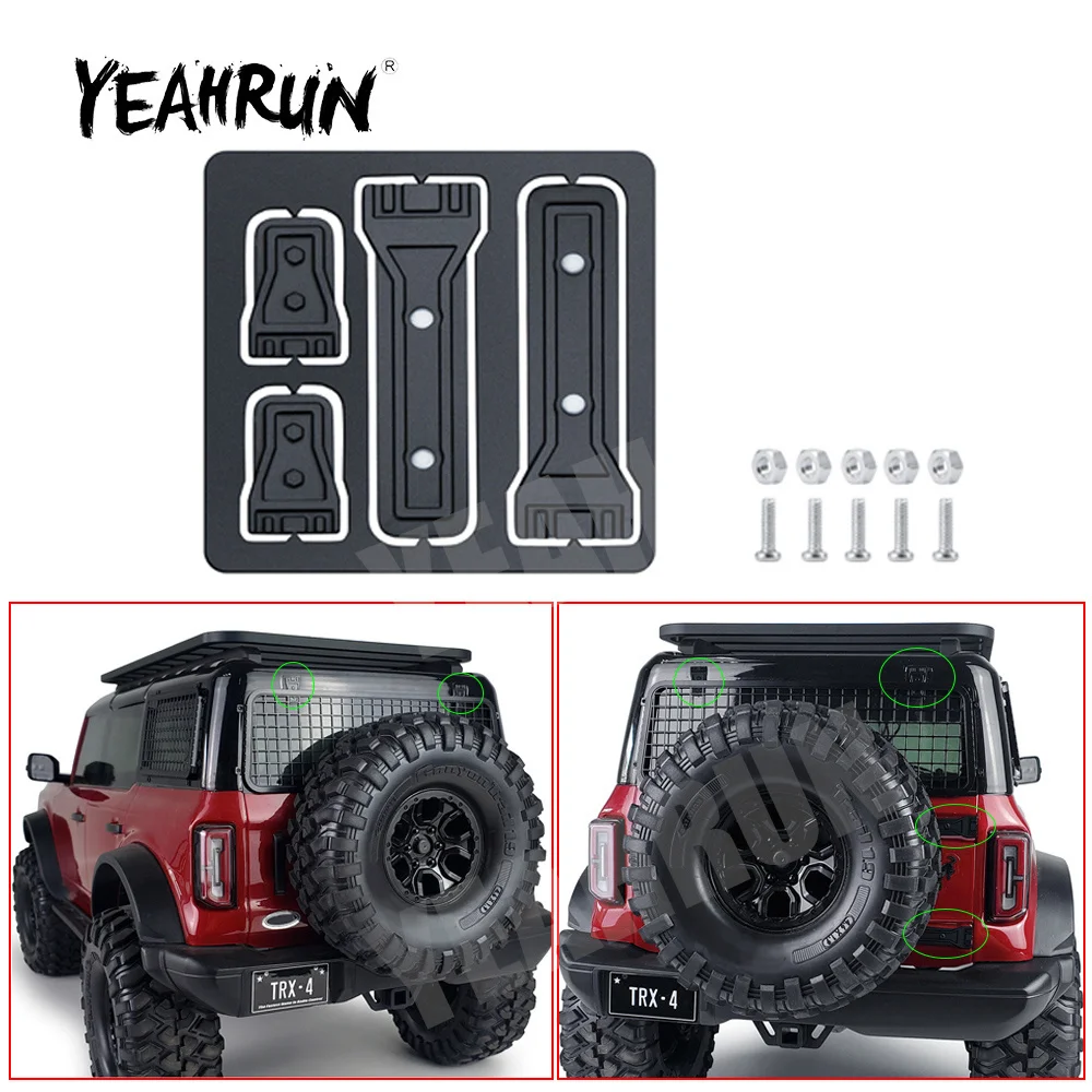 

YEAHRUN Stainless Steel Tailgate Door Hinge Decoration Sheet for Traxxas TRX-4 TRX4 Bronco 1/10 RC Crawler Car Parts Accessories