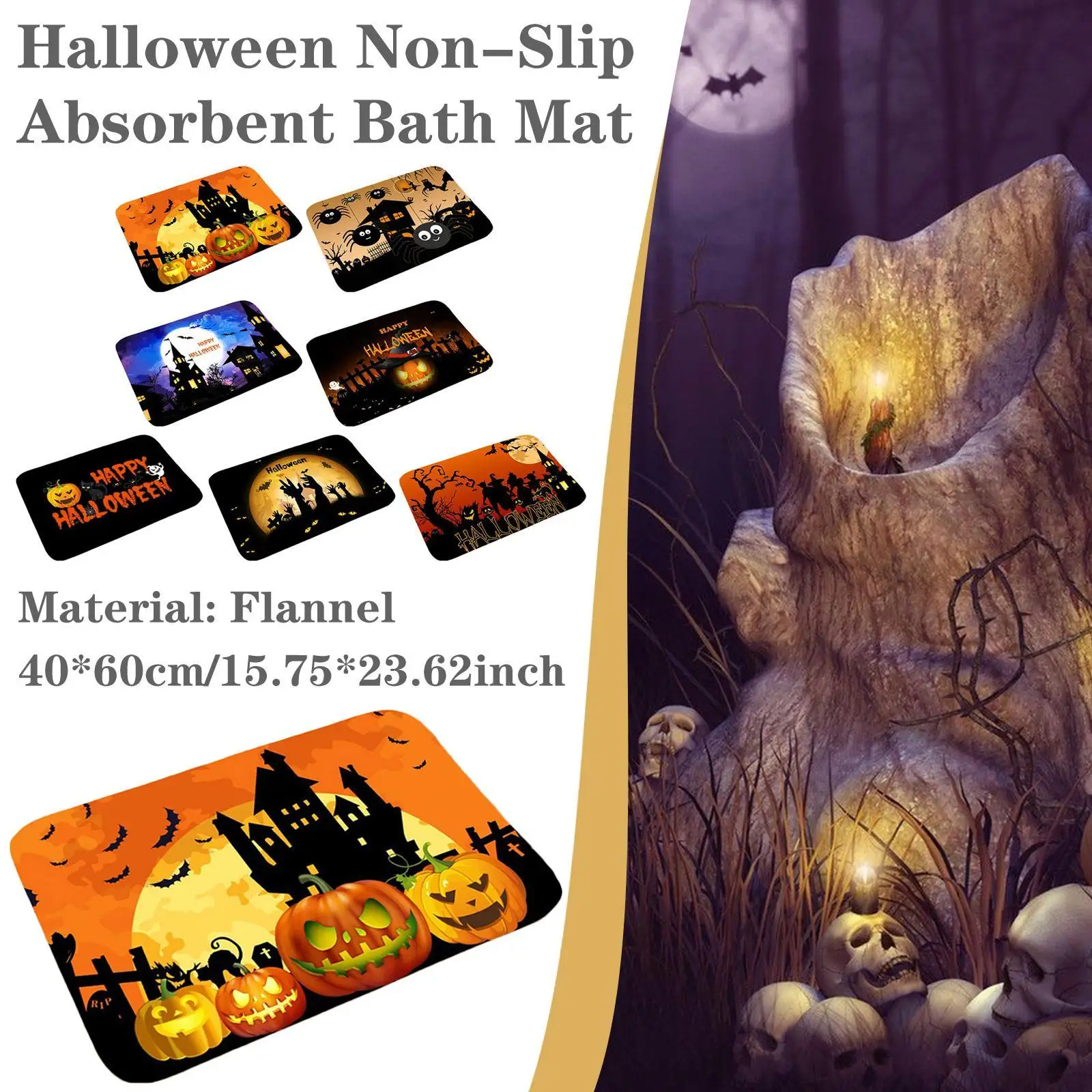 

Halloween Doormat Anti-slip Absorb Bath Mat Printed Bathroom Home Kitchen Bedroon Floor Mat 40*60cm Halloween Style Floor Mats