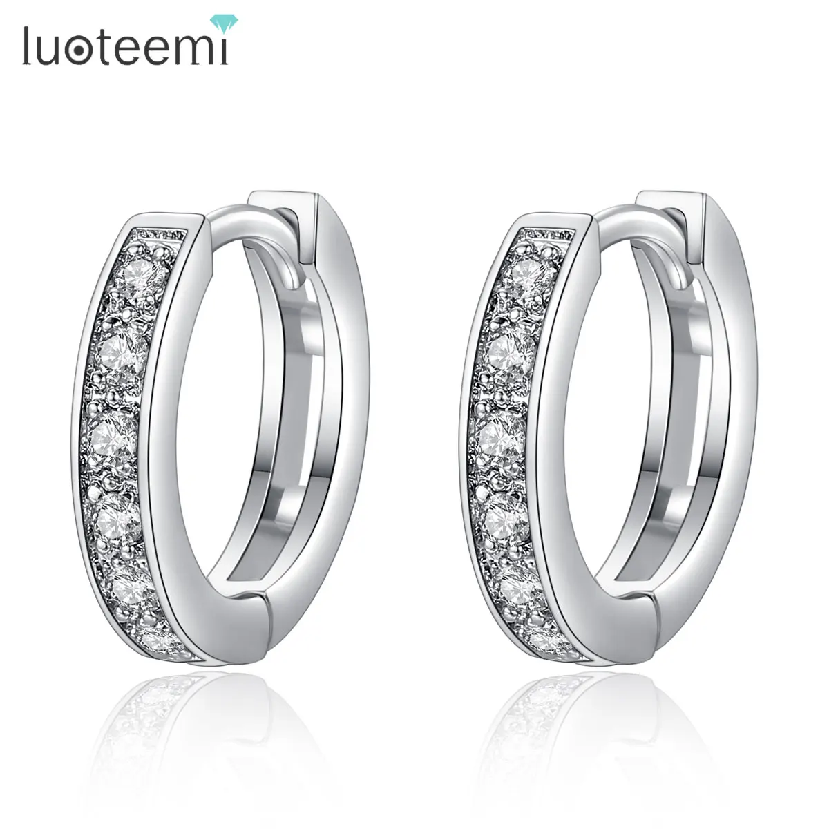 

LUOTEEMI Small Little Huggies Hoop Earrings for Man Cubic Zirconia CZ Simple Daily Wear Circle Earrings for Women Hip Hop Gifts