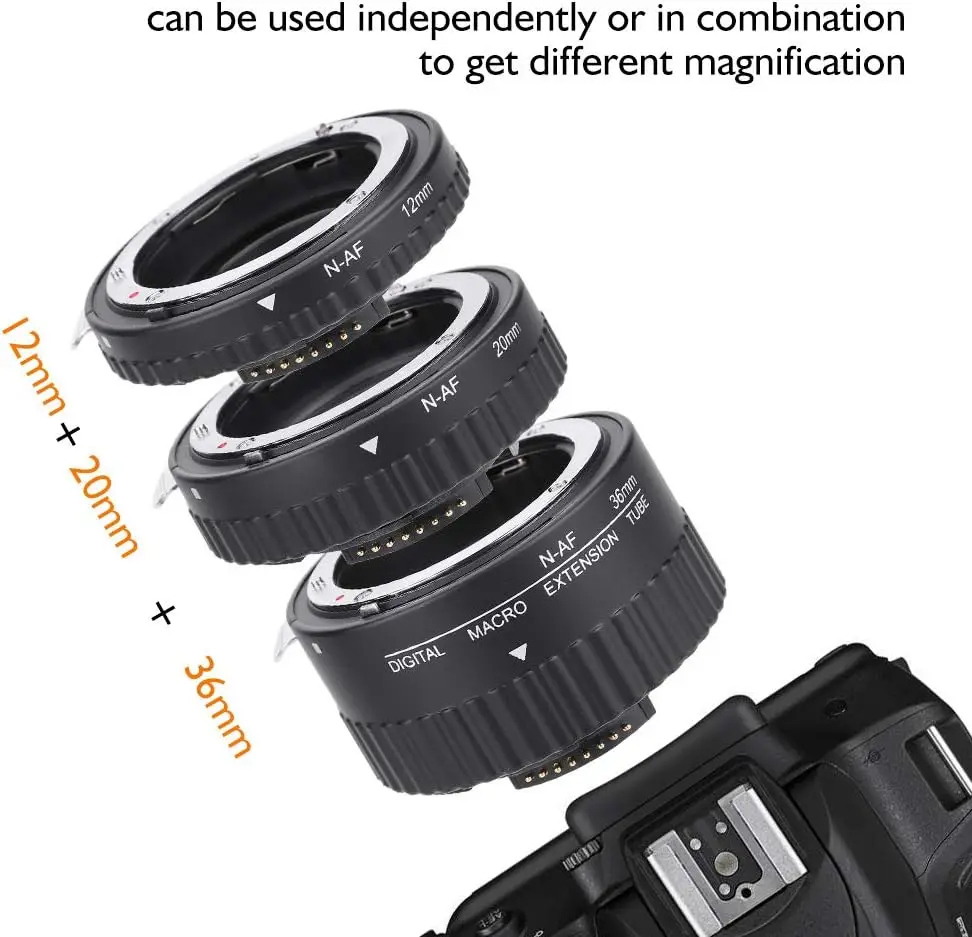 Фото Макро-удлинительная трубка Meike MK-N-AF1-B с автофокусом для камер Nikon серий D90, D80, D70, D600, D700, D800, D850, D3X00, D5X00 №4