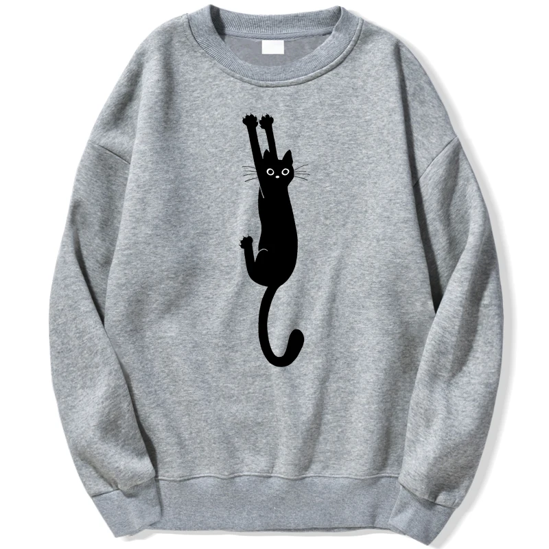 

Black Cat Holding Sweatshirts Men Oversize Hoodie Hoodies Streetwear Sweatshirt Trapstar Crewneck Spring Autumn Pullovers Jumper