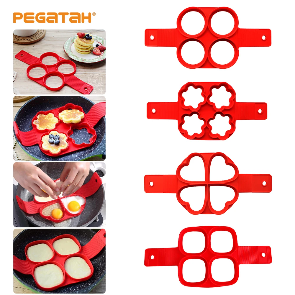 

Egg Pancake Ring Silicone Omelette Maker Nonstick Reusable Pancake Molds Fried For Kitchen Cooking and Baking Tools