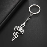 myshape hollow out snake keychain for men geometric stainless steel animal key ring chain holder fashion jewelry father day gift