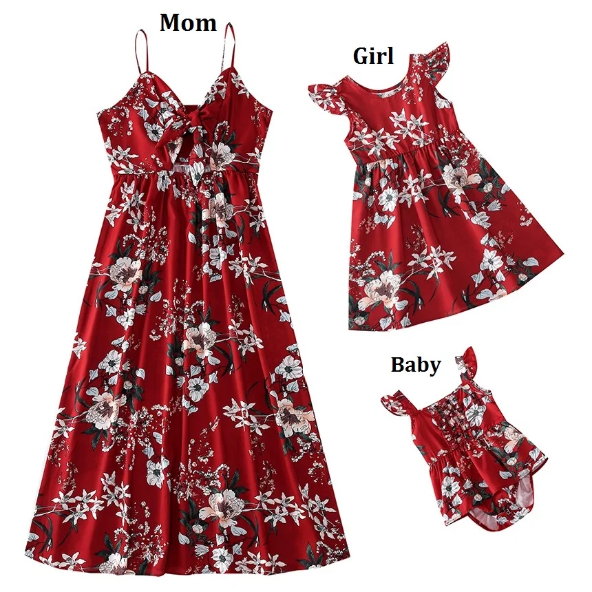 

Flower Mother Daughter Matching Dresses Family Set Tank Mom Mum Baby Mommy and Me Clothes Fashion Women & Toddler Girls Dress