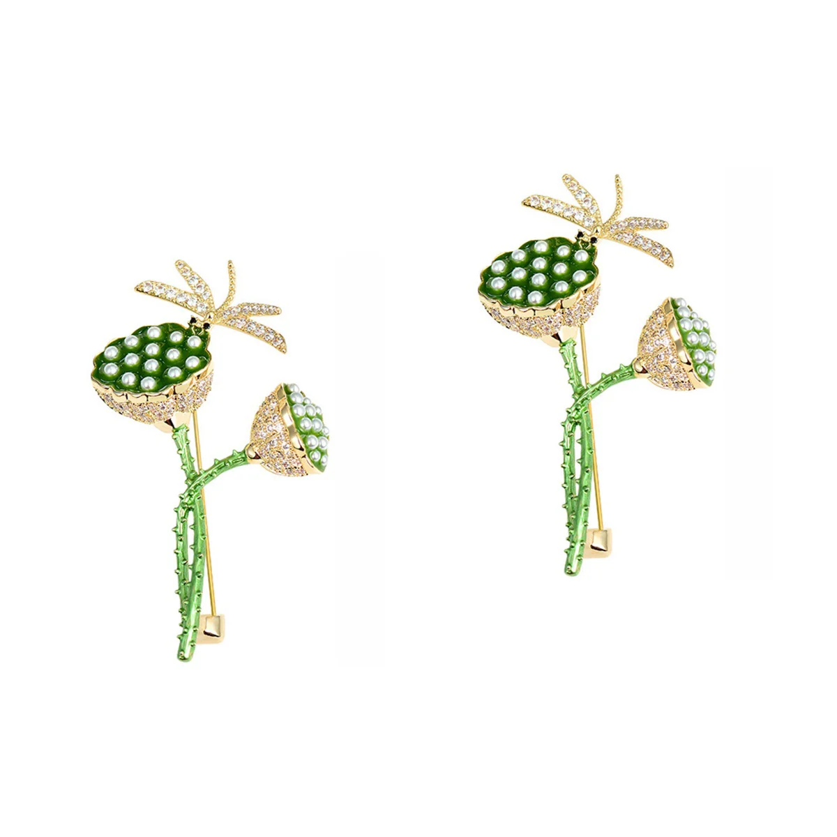

2 Count Green Decor Crystal Animal Brooches Brooches Women Shawl Clasp Pin Pearl Brooch Womens Brooch Fashion Green Lotus Brooch