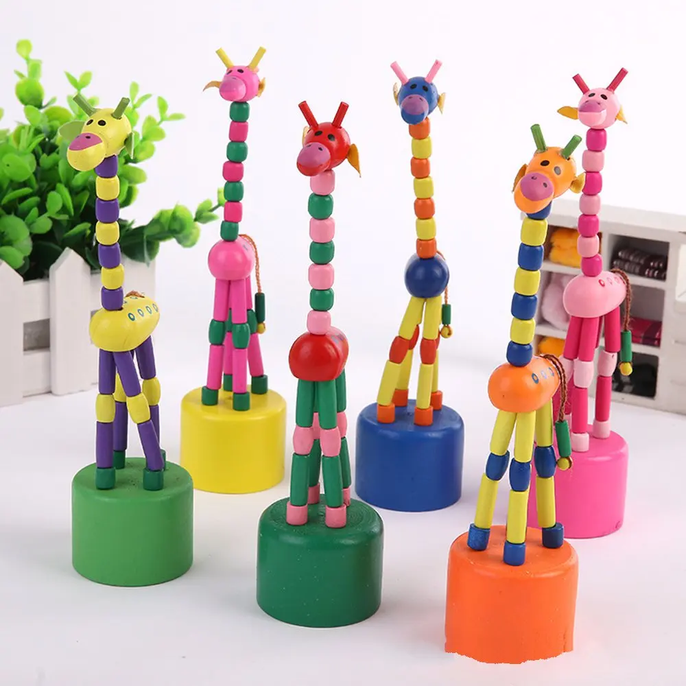 

1pc Wooden Block Educational Kids Toys Dancing Stand Giraffe Models Building Blocks Intelligence Wood Toys for Children Toys
