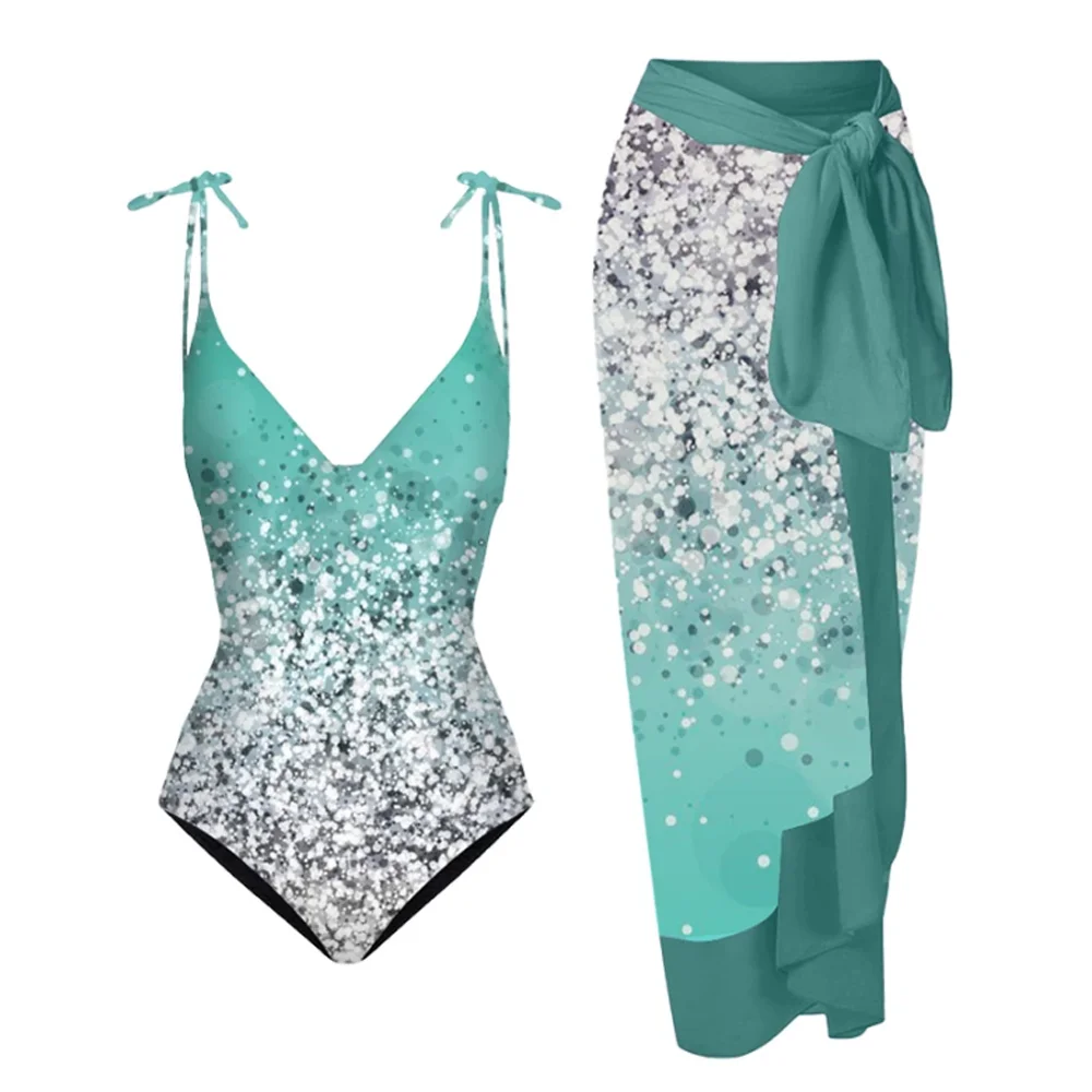 

Купальник с градиентным принтом и накидкой с V-образным вырезом, розовый купальник, Цельный купальник, праздничная пляжная одежда