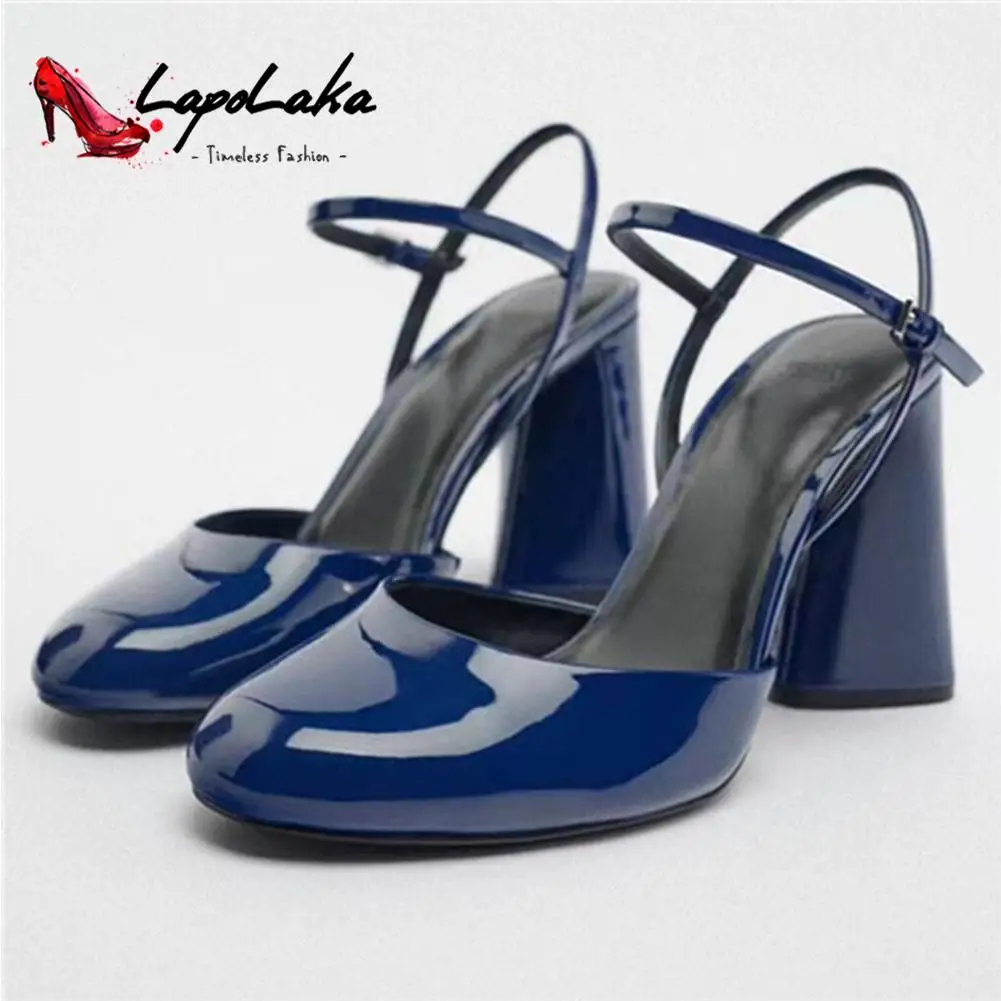 

LapoLaka 2023 Chunky High Heel Mary Jane Women Sandals In Spring Summer Elegant Retro Style Round Toe T-strap Fashion Sandals