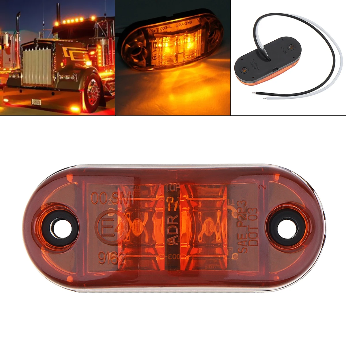 

Amber 12-24v 6LED Side Marker Indicator Lights 2.5 Inch Sealed Side Clearance Marker Light Lamp for Trailer Truck Front Rear