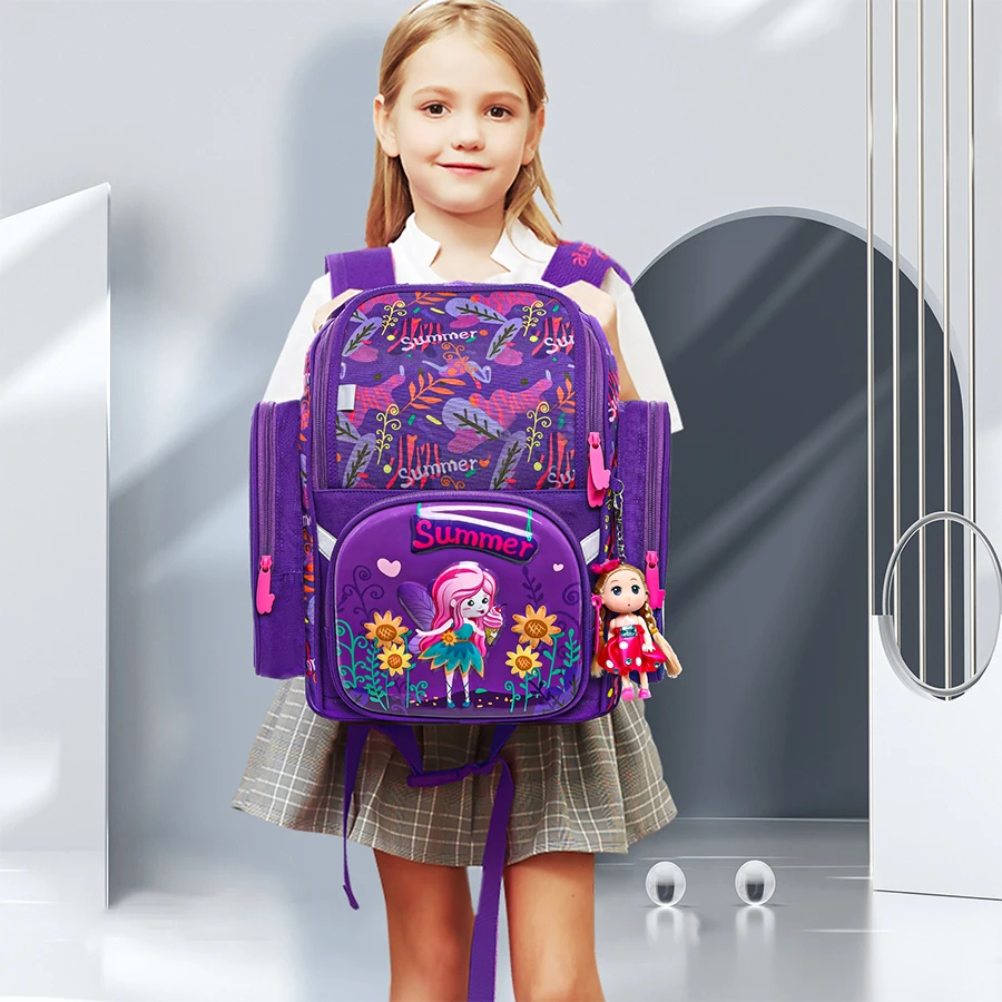 Kids Grade 1-5 Student Children Orthopedic Butterfly Elf Pattern School Bags For Girls 3D Bagpack Mochila Escolar Backpack