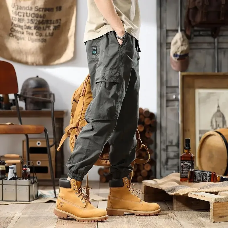 Тяжелые винтажные рабочие брюки в американском стиле мужские летние свободные